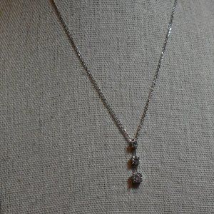 3 Stone Cubic Zirconia 925 FAS Pendant on Sterling Silver Chain